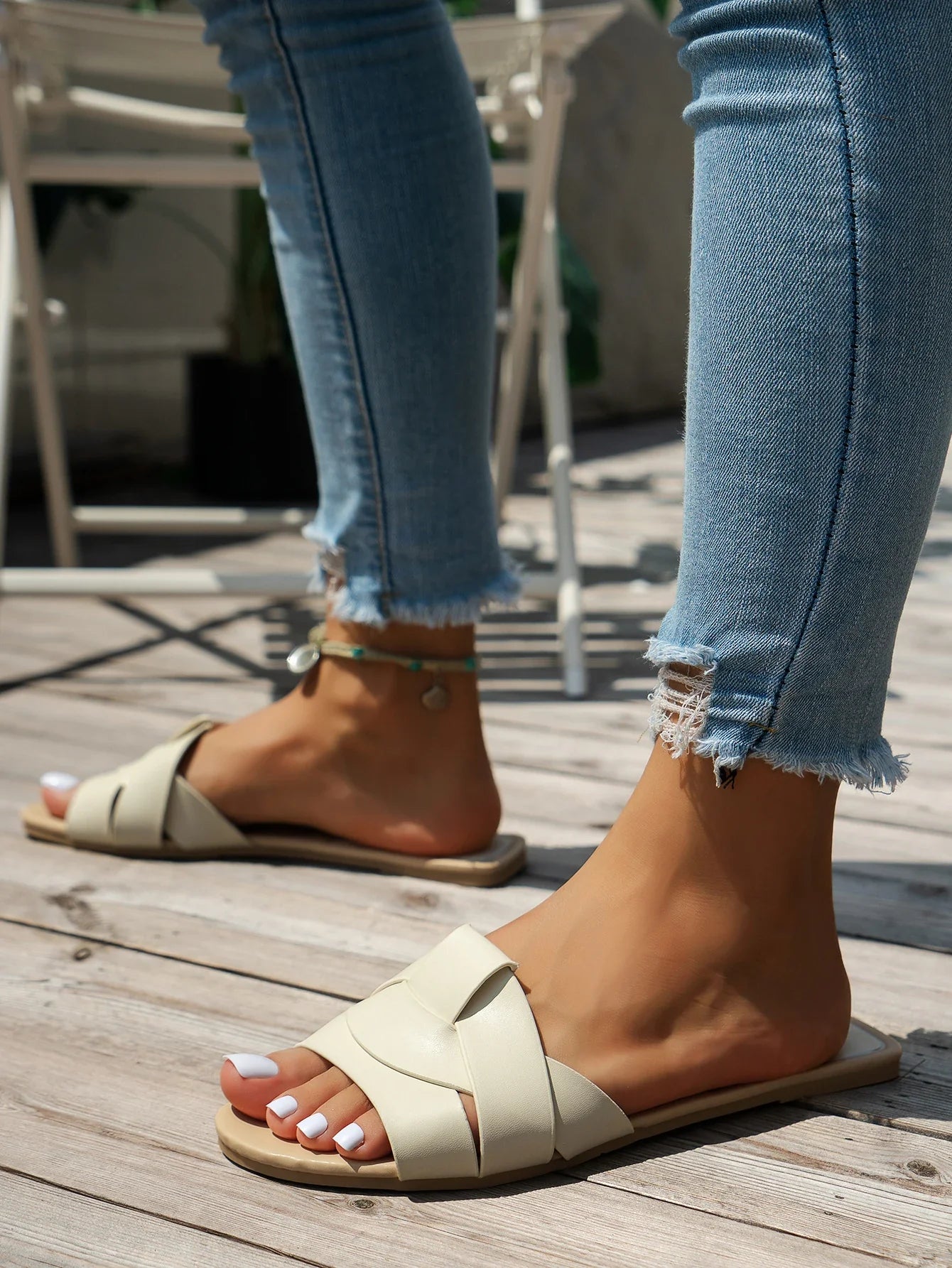Genuine Leather Flat Sandal