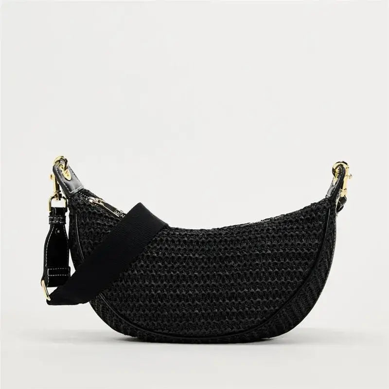 Small Half Moon Straw Bag