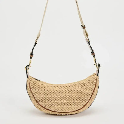 Small Half Moon Straw Bag