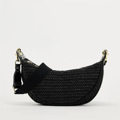 Small Half Moon Straw Bag