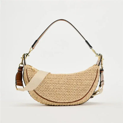 Small Half Moon Straw Bag